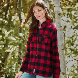 Chemise en flanelle boutonnée à manches longues SPRUCELAKE Roots73 pour femme - PCNA - TM97603